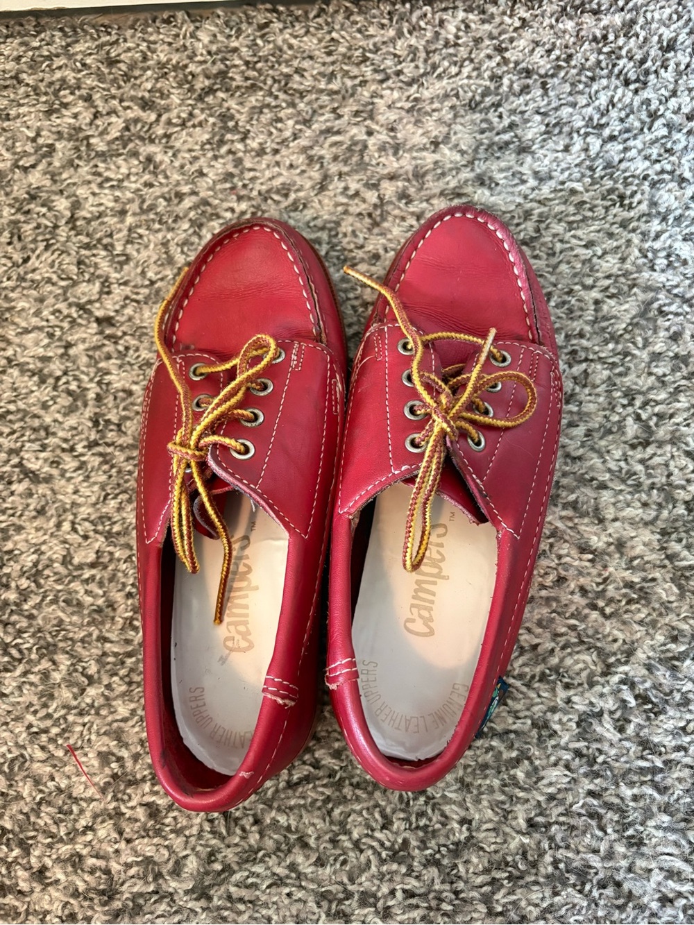 Camper Red Leather Lace-Up Boat Shoes